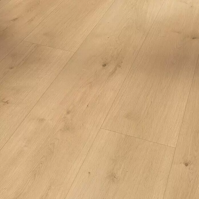 Parador Designboden Modular One - Eiche pure natur, Landhausdiele, 2.200 x 235 x 8 mm - Helle naturfarbene Eichenholz-Bodenplanken mit sichtbarer Maserung.