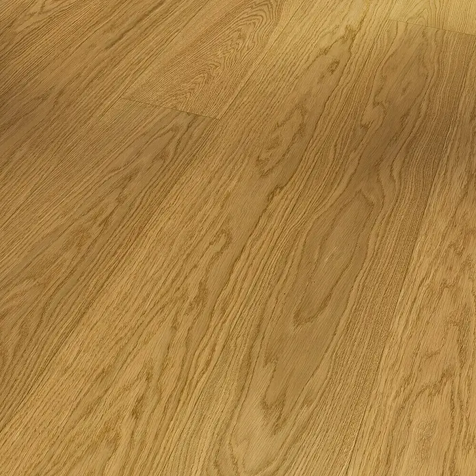 Parador Parkett Classic - Eiche matt lackiert, Landhausdiele, 2.200 x 185 x 13 mm - Detailaufnahme eines geölten Eichenparkettbodens, der die natürliche Maserung und warme Farbe des Holzes hervorhebt.