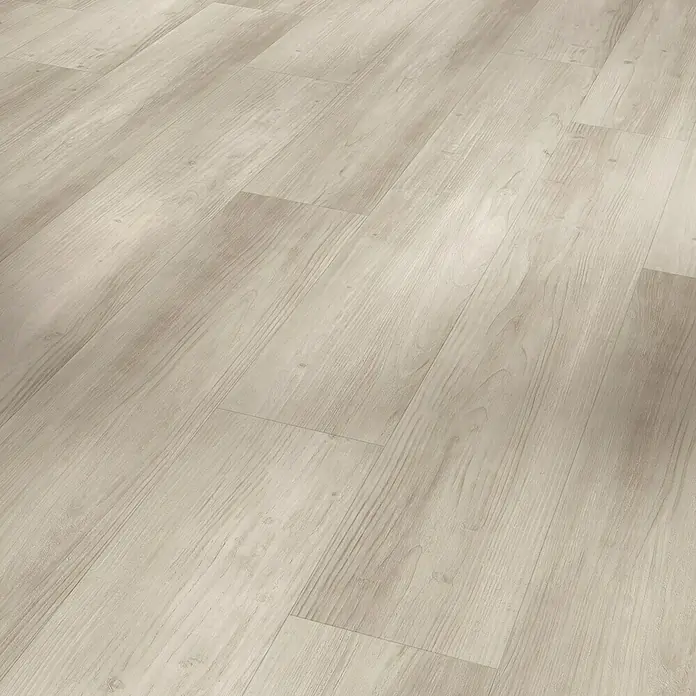 Parador Designbodenmuster Modular ONE Pinie rustikal grau - 200 x 194 x 8 mm, Landhausdiele - Elegantes, helles Laminat mit Holzoptik. Die Dielen sind länglich verlegt und verleihen dem Raum eine freundliche und moderne Atmosphäre.
