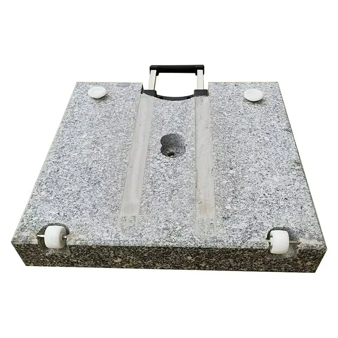 Granitschirmständer - 50 kg, Rollen - Granitschirmständer mit Griff, stabil und stilvoll für den Außenbereich. Ideal für Sonnenschirme auf Terrassen oder im Garten.