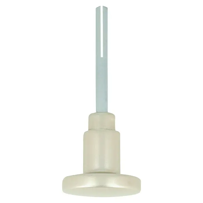 Portaferm Knopfdrücker - Vierkantstift: 8 mm, Neusilber - Detailaufnahme einer hellen Zugstange mit Schlitz, ein Bauelement für diverse Anwendungen.