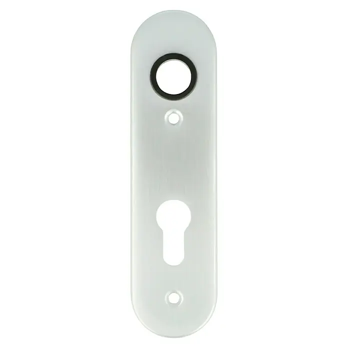 Portaferm Kurzschild - Distanznorm: 72 mm, Profilzylinder, Silber, Oval - Weiße Türschildrosette mit Schlüsselloch für ein stilvolles und modernes Interieur. Ein echter Blickfang an jeder Tür!