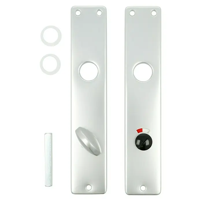 Portaferm WC-Drückergarnitur - Schlitzkopf/Olive, Aluminium, Silber - Ein Set aus einem WC-Türschloss mit Indikator und Zubehör. Für Privatsphäre und Sicherheit in Badezimmern und Toiletten.
