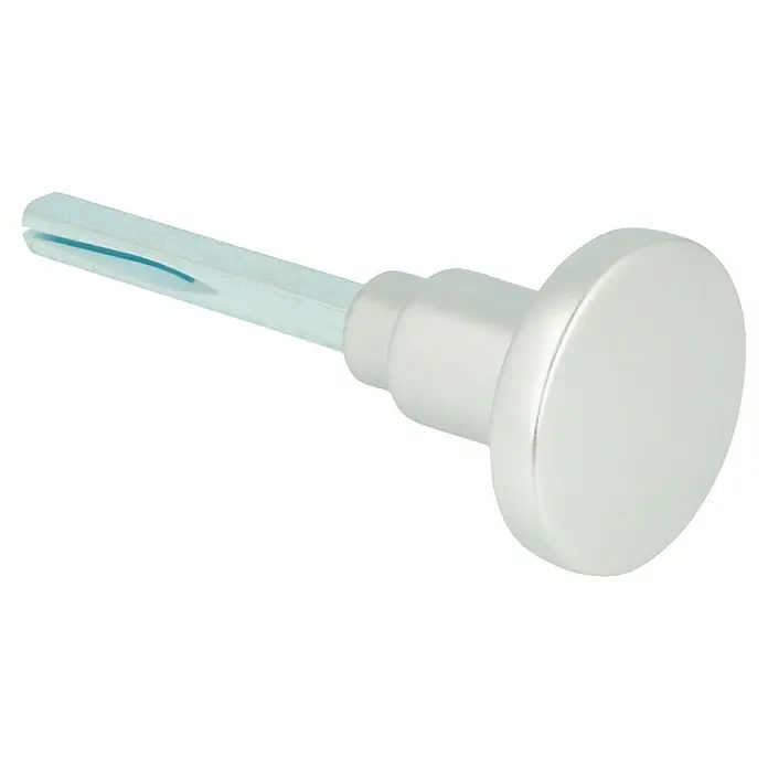 Portaferm Knopfdrücker - Vierkantstift: 8 mm, Silber - Nahaufnahme eines silbernen Türknaufs mit Vierkantstift, ideal für die Inneneinrichtung und Türbeschläge, mit minimalistischem Design.