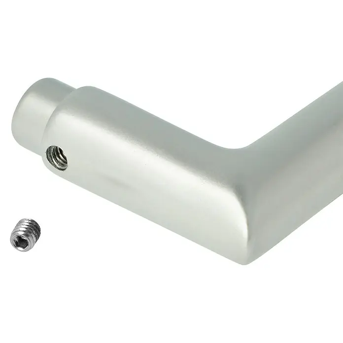 Portaferm Drückerlochteil - Vierkantstift: 8 mm, Silber, Sonstige - Nahaufnahme eines silbernen Türgriffs mit einer Madenschraube. Ein elegantes Detail für moderne Inneneinrichtung.