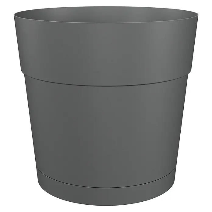 Artevasi Capri Pflanztopf - Außenmaß (Ø x H): 39,4 x 37,6 cm, Kunststoff, Anthrazit - Grauer Blumentopf mit gerader Form und schlichtem Design, ideal für Zimmerpflanzen oder den Garten.