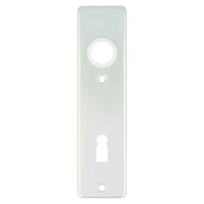 Portaferm Kurzschild - Distanznorm: 72 mm, Buntbart, Silber, Eckig - Türschild aus Weißblech mit Löchern für Türgriff, Schlüsselloch und Befestigung. Ideal für den Innenausbau und Renovierungsarbeiten.