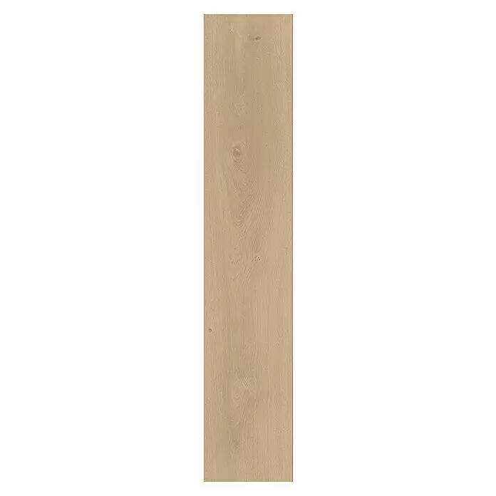 Parador Laminatmuster Basic 600 Eiche Avant geschliffen - 200 x 243 x 8 mm, Landhausdiele - Hellbraunes Holzbrett mit natürlicher Maserung und kleinen Ästen.