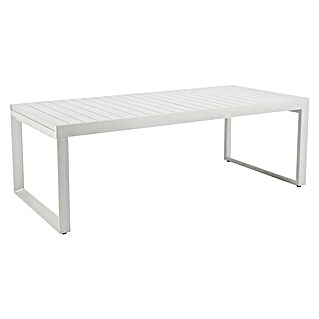 Mesa de jardín Irina (L x An x Al: 220 x 100 x 74 cm, Aluminio, Blanco, Extensible)