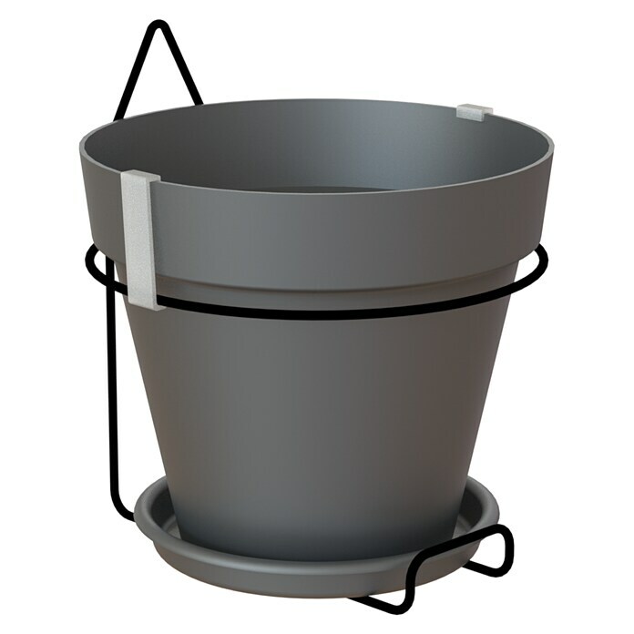 Artevasi Capri Pflanztopf (Außenmaß (Ø x H): 20 x 18,9 cm, Kunststoff, Anthrazit, Passend für: Wandmontage)