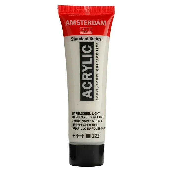 Talens Amsterdam Pintura acrílica Standard - Amarillo Nápoles claro, 20 ml, Tubo - Un tubo de pintura acrílica Amsterdam Standard Series en "Amarillo Nápoles Claro".