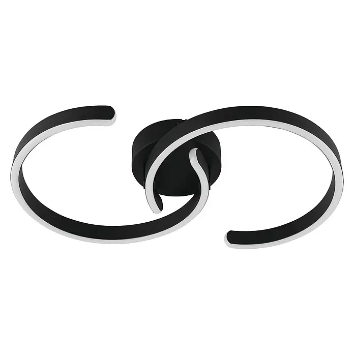 Eglo Plafón LED Rolimare - 35 W, L x An x Al: 50 x 30 x 8 cm, Negro, Blanco neutro - Una moderna lámpara de techo LED en blanco y negro con un diseño curvo, que añade un toque de elegancia a cualquier habitación.