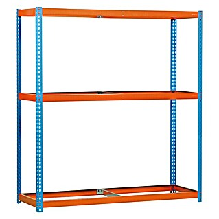 Simonrack Simonforte Estructura de estantería (Al x An x Pr: 200 x 240 x 90 cm, Capacidad de carga: 400 kg/balda, Número de baldas: 3 ud., Azul/Naranja)