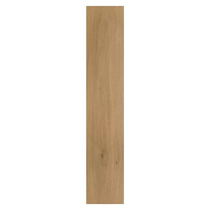 Parador Laminat Basic 600 - Eiche Horizont Natur, Landhausdiele, 1.285 x 243 x 8 mm - Hellbraune Holzdiele mit natürlicher Maserung und sichtbarem Ast.