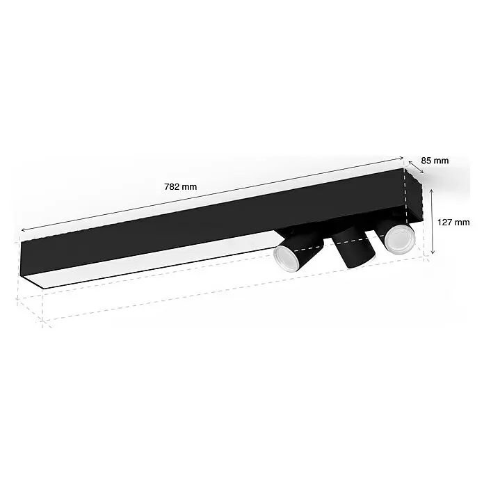 Philips Hue LED-Deckenstrahler Centris36 W, L x B x H: 78,2 x 8,5 x 12,8 cm, Schwarz, Mehrfarbig