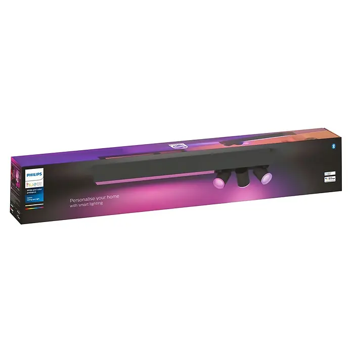 Philips Hue LED-Deckenstrahler Centris36 W, L x B x H: 78,2 x 8,5 x 12,8 cm, Schwarz, Mehrfarbig - Philips Hue White & Color Ambiance Deckenstrahler-Verpackung. Smarte Beleuchtung für ein personalisiertes Zuhause mit farbiger LED.