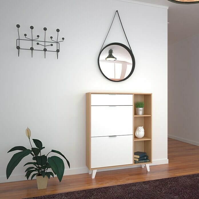 Zapatero Nordic (L x An x Al: 25 x 90 x 115 cm, Blanco)