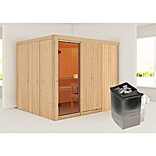 Karibu Elementsauna Nybro (L x B x H: 196 x 231 x 198 cm, Mit 9 kW Saunaofen mit integrierter Steuerung)