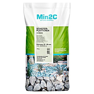 Min2C Schieferplättchen (Schwarz, Körnung: 22 mm - 40 mm, 20 kg)