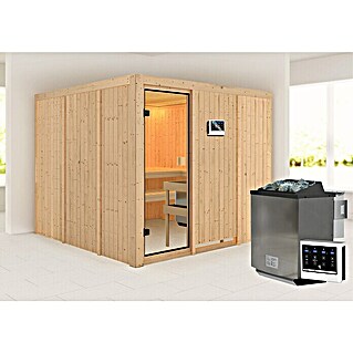 Karibu Elementsauna Arvika (Mit 9 kW Bio-Ofen mit externer Steuerung, L x B x H: 231 x 231 x 198 cm)