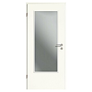 GetaDoor Laminit Zimmertür GL 222 LA (860 x 1.985 mm, DIN Anschlag: Links, Arctic Weiß, Mittellage: Röhrenspan, Klarglas)