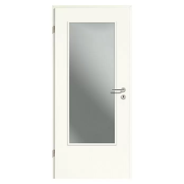 GetaDoor Laminit Zimmertür GL 222 LA - 735 x 1.985 mm, DIN Anschlag: Links, Arctic Weiß, Röhrenspan, Klarglas - Vorderansicht