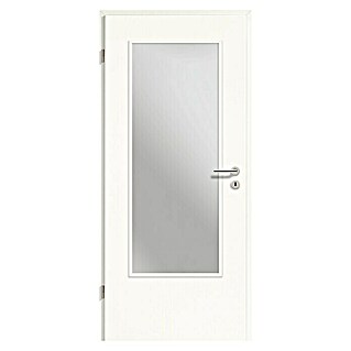 GetaDoor Laminit Zimmertür GL 222 LA (860 x 2.110 mm, DIN Anschlag: Links, Arctic Weiß, Mittellage: Röhrenspan, Satiniertes Glas)