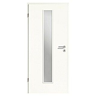 GetaDoor Laminit Zimmertür GL 222 LA-1 (860 x 1.985 mm, DIN Anschlag: Links, Arctic Weiß, Mittellage: Röhrenspan, Satiniertes Glas)