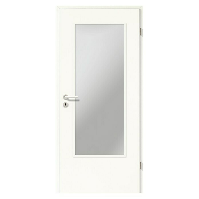 GetaDoor Laminit Zimmertür GL 222 LA (860 x 1.985 mm, DIN Anschlag: Rechts, Arctic Weiß, Mittellage: Röhrenspan, Satiniertes Glas) | BAUHAUS