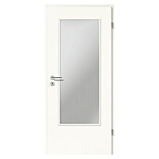 GetaDoor Laminit Zimmertür GL 222 LA (860 x 1.985 mm, DIN Anschlag: Rechts, Arctic Weiß, Mittellage: Röhrenspan, Satiniertes Glas)