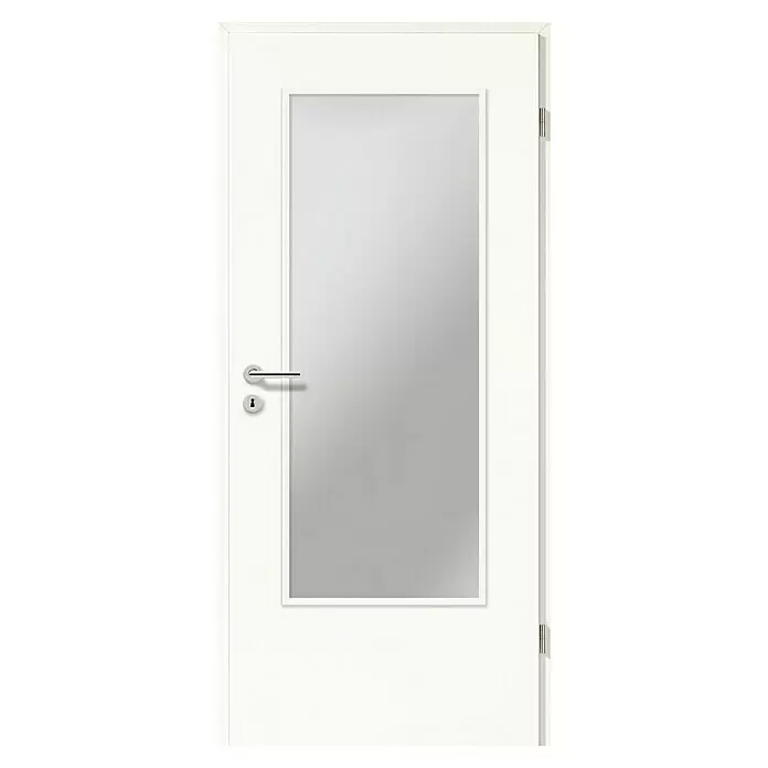 GetaDoor Laminit Zimmertür GL 222 LA - 735 x 2.110 mm, DIN Anschlag: Rechts, Arctic Weiß, Röhrenspan, Satiniertes Glas - Vorderansicht
