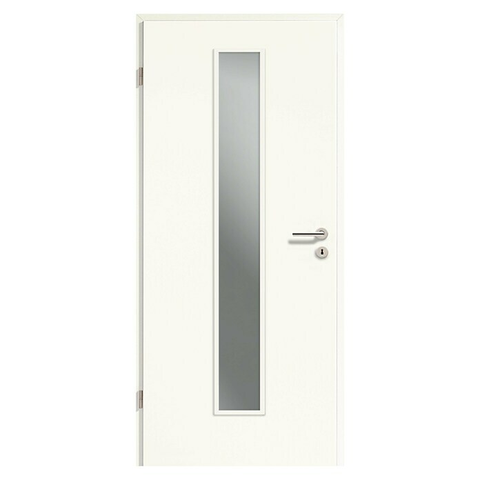 GetaDoor Laminit Zimmertür GL 222 LA-1 (735 x 2.110 mm, DIN Anschlag: Links, Arctic Weiß, Mittellage: Röhrenspan, Klarglas) | BAUHAUS