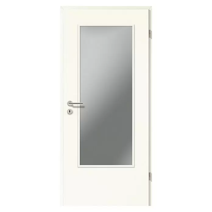 GetaDoor Laminit Zimmertür GL 222 LA - 735 x 2.110 mm, DIN Anschlag: Rechts, Arctic Weiß, Röhrenspan, Klarglas - Vorderansicht