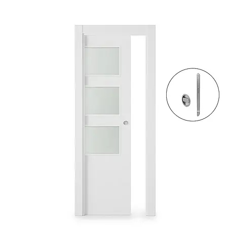 Puerta corredera de madera acristalada Barbados