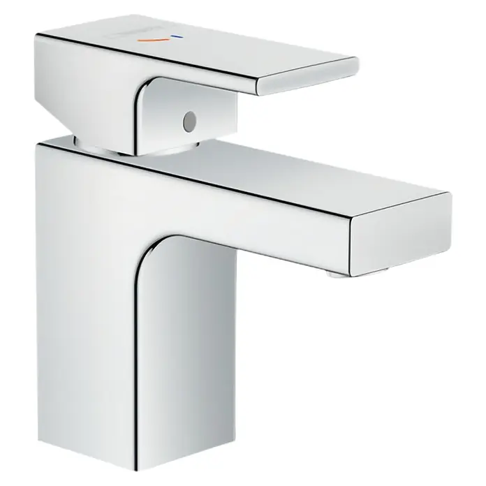 Hansgrohe Vernis Shape Grifo de lavabo 70 - Cromo, Brillante - Un moderno grifo mezclador de lavabo cromado con líneas limpias y un diseño minimalista para un baño elegante.