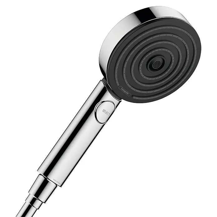 Hansgrohe Pulsify S Teleducha Pulsify - Número de funciones: 3 ud., Cromo - Ducha de mano moderna de Hansgrohe con varios tipos de chorro, cromada y con botón Select para fácil uso.