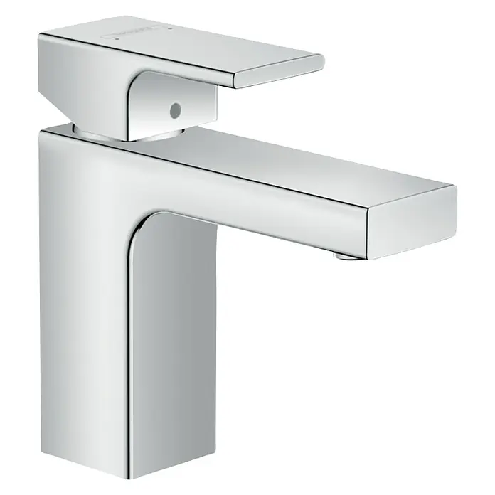 Hansgrohe Vernis Shape Waschtischarmatur 100 - Chrom, Glänzend - Moderner, rechteckiger Chrom-Waschtischmischer von Hansgrohe mit minimalistischem Design für ein stilvolles Badezimmer.