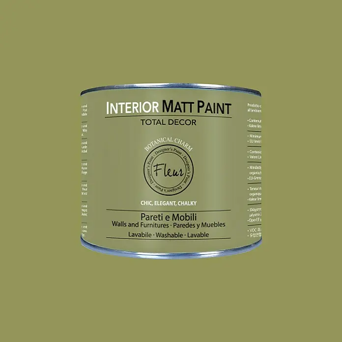 Fleur Pintura para efectos decorativos Interior Matt Paint - Botanical, 375 ml - Bote de pintura mate para interiores Total Decor Fleur Botanical Charm. Ideal para paredes y muebles, lavable.