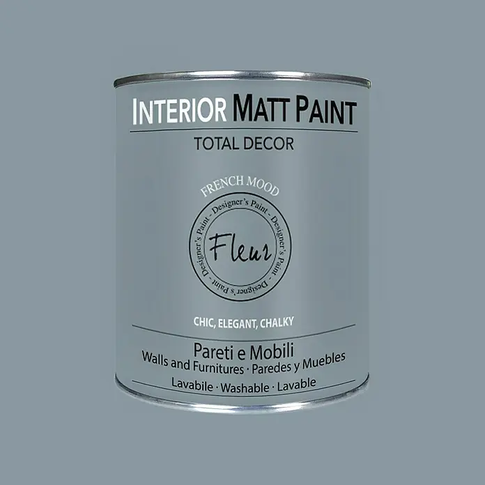 Fleur Pintura para efectos decorativos Interior Matt Paint - French Mood, 750 ml - Pintura mate para interiores de Total Decor, color French Mood. Ideal para paredes y muebles, lavable y elegante.