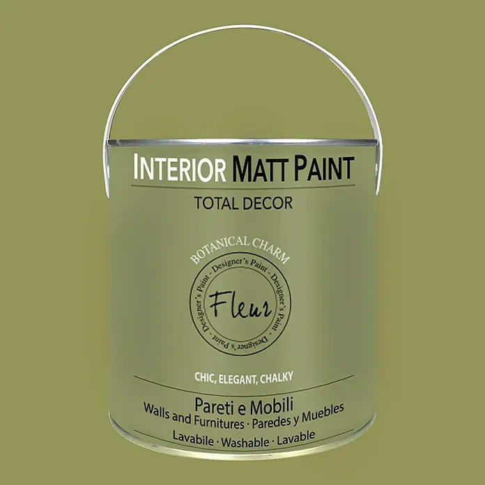 Fleur Pintura para efectos decorativos Interior Matt Paint - Botanical, 2,5 l - Bote de pintura mate de interior "Total Decor" en un tono encantador botánico, ideal para paredes y muebles elegantes y chic.