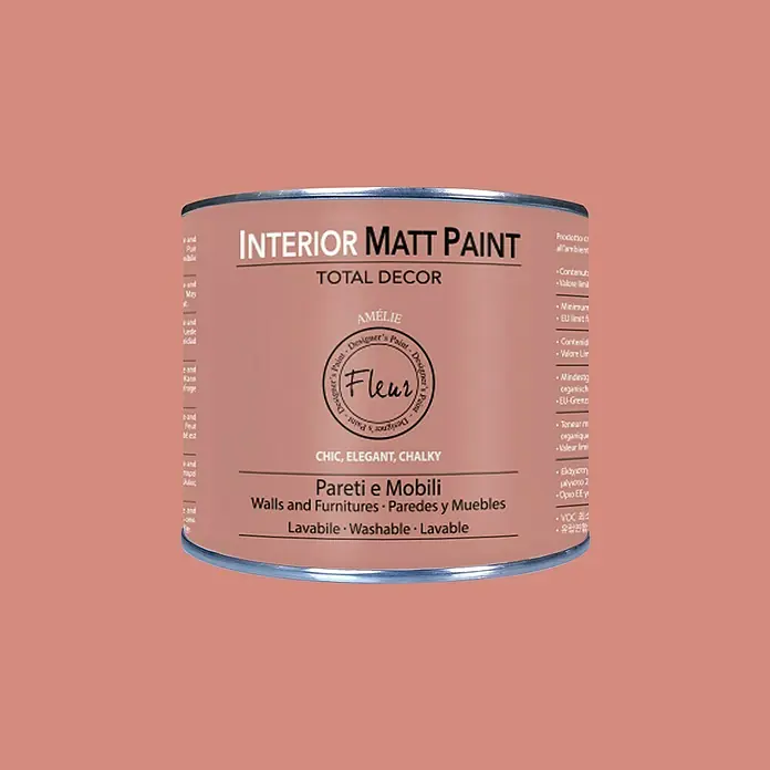 Fleur Pintura para efectos decorativos Interior Matt Paint - Amelie, 375 ml - Una lata de pintura mate para interiores "Fleur Amélie Total Decor", ideal para paredes y muebles con un acabado elegante y calcáreo.