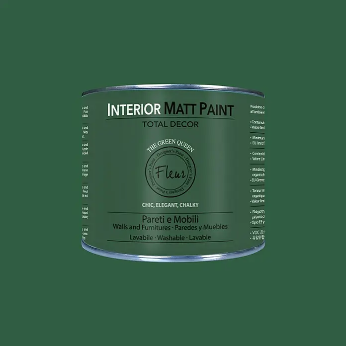 Fleur Pintura para efectos decorativos Interior Matt Paint - The Green Queen, 375 ml - Pintura mate de interior de Total Decor, "The Green Queen" de Fleur, ideal para paredes y muebles.