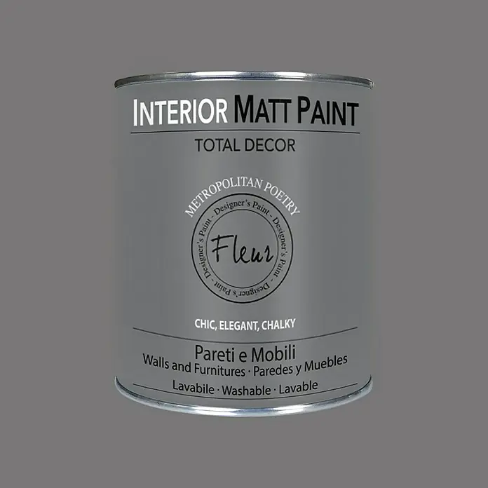 Fleur Pintura para efectos decorativos Interior Matt Paint - Metropolitan Poetry, 750 ml - Bote de pintura mate para interiores, Total Decor, Metropolitan Poetry, Fleur, Chic, Elegante, Calcárea, Paredes y Muebles, Lavable.