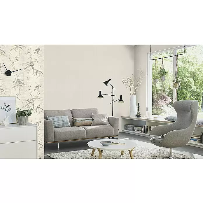 Rasch Tapetenwechsel 2 Vliestapete Bambus - Cremegrau, Floral, 10,05 x 0,53 m - Stimmungsaufnahme