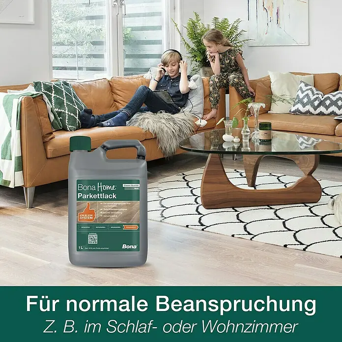 Bona Home Parkettlack Classic - 4 l, Farblos, Glänzend - Bona Home Parkettlack: Klassische Qualität für normal beanspruchte Holzböden, widerstandsfähig, leichte Verarbeitung, geruchsneutral.