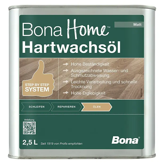 Bona Home Hartwachsöl - 2,5 l, Farblos, Matt - Dose Bona Home Hartwachsöl Matt für die Holzpflege und -veredelung mit hoher Beständigkeit und schneller Trocknung.