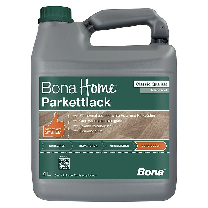 Bona Home Parkettlack Classic (Farblos, 4 l, Glänzend)