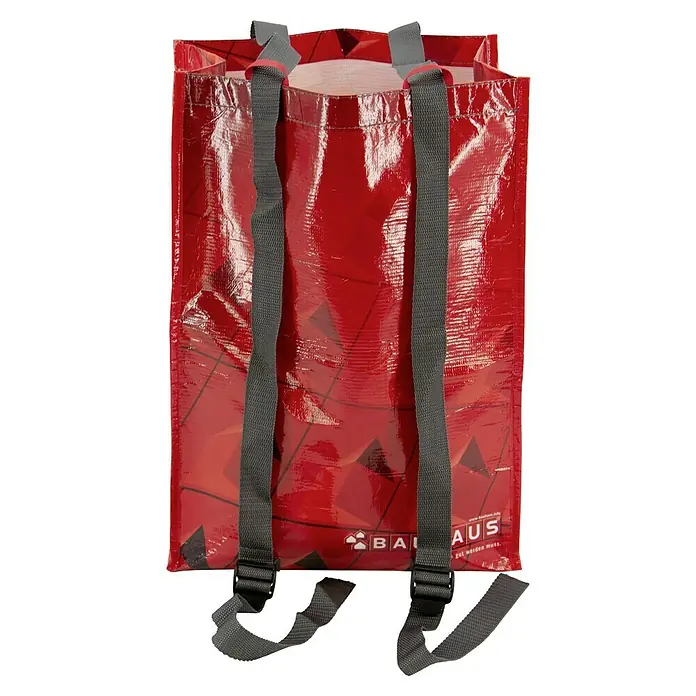 Fahrradtasche BAUHAUS BERLIN SKYLINE - Rot, Traglast: 15 kg, 30 l - Roter Bauhaus-Rucksack mit grauen Trägern und verstellbaren Schnallen. Das robuste Material und das markante Design machen ihn zum Blickfang.