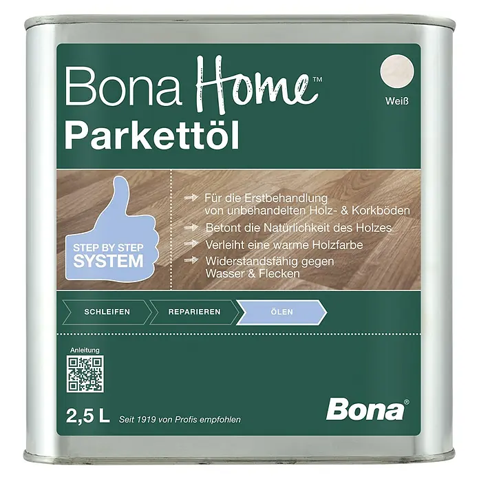 Bona Home Parkett-Öl - 2,5 l, Weiß - Dose Bona Home Parkettöl Weiß zur Erstbehandlung unbehandelter Holz- und Korkböden, betont die Natürlichkeit und ist widerstandsfähig.