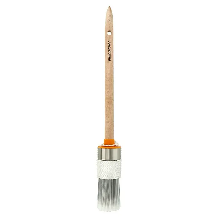 swingcolor Ringpinsel - Größe Pinsel: 6, Mischborsten - Pinsel mit Holzgriff, Metalleinfassung und weißen Borsten für präzises Auftragen von Farbe und Lack.